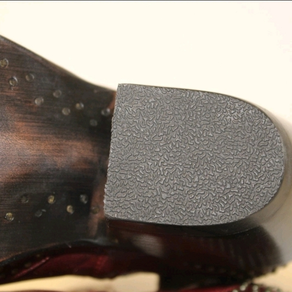 🎉HP🎉 NEW ARIAT Studded Red Leather Snip Toe boots Booties 7 - Picture 11 of 14